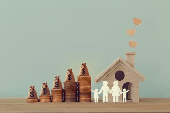miniature house with a happy miniature family