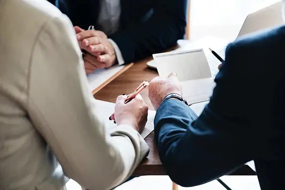 people talking business